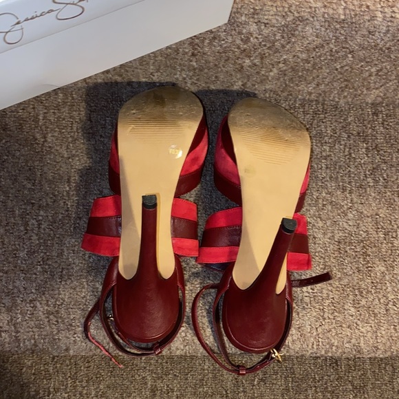 ♥️❤️♥️EUC Jessica Simpson Genuine Leather Red Platform Pumps - Picture 11 of 14